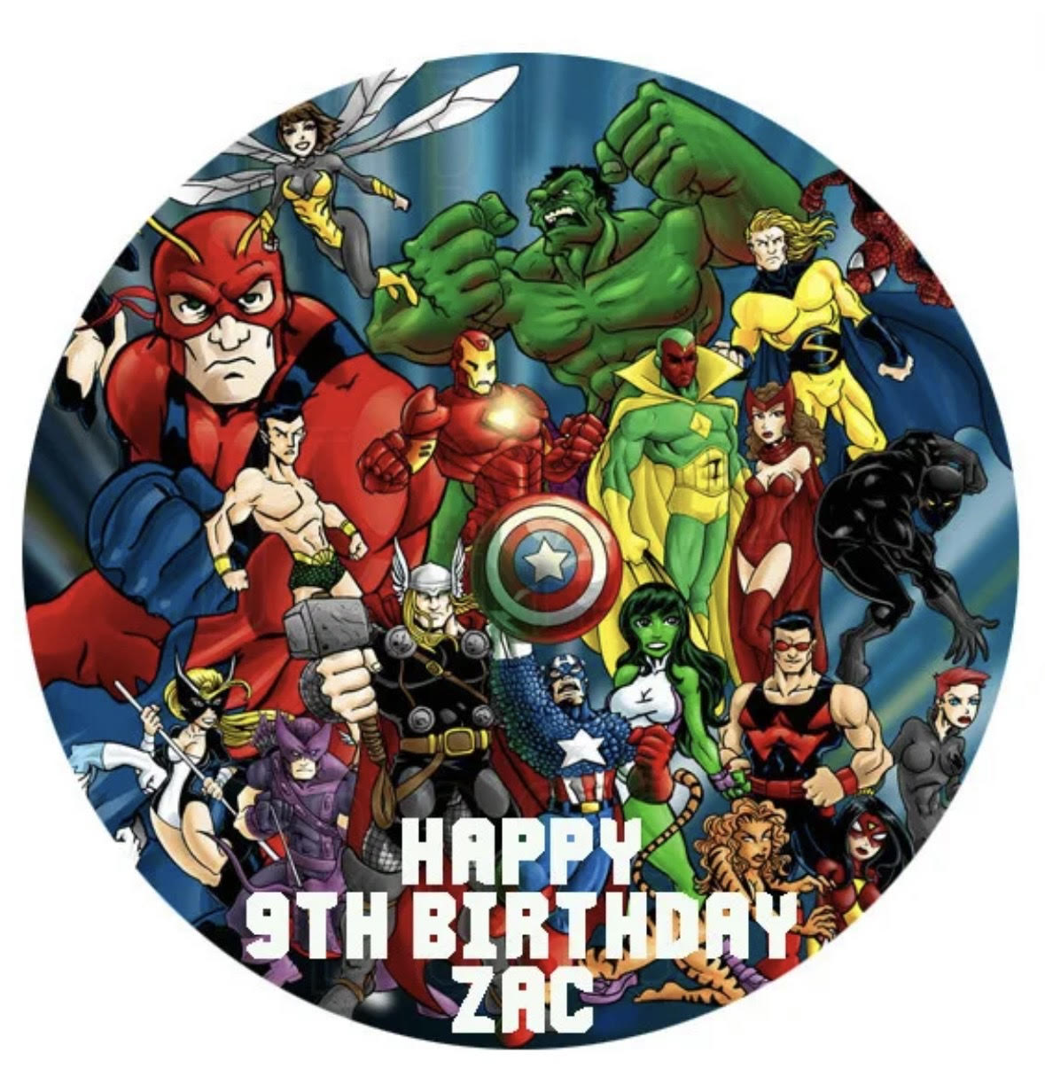 Avengers Superhero #1 Round Cake Edible Icing Image Topper 19cm