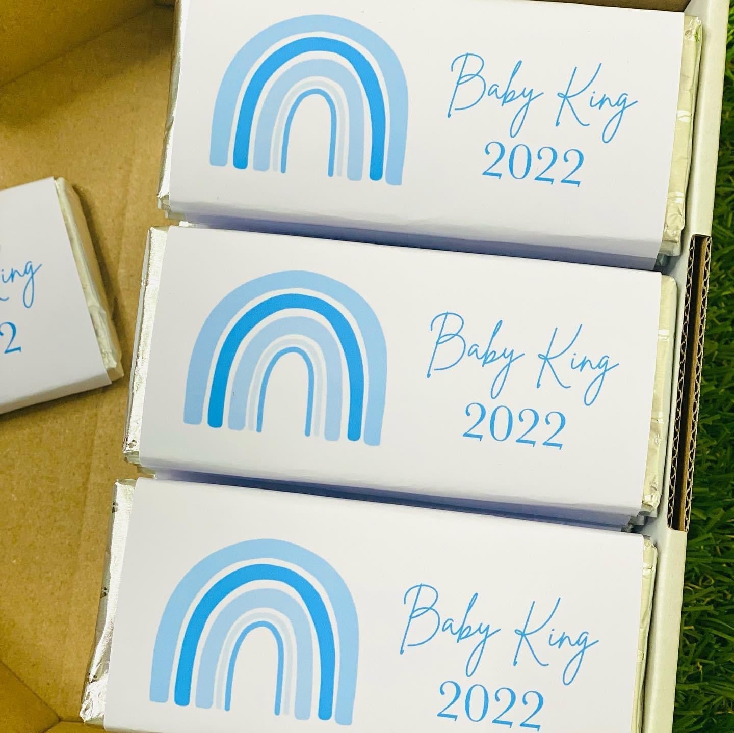 Baby Rainbow Blue Boy Personalised Chocolate Bar Party Favour x 4