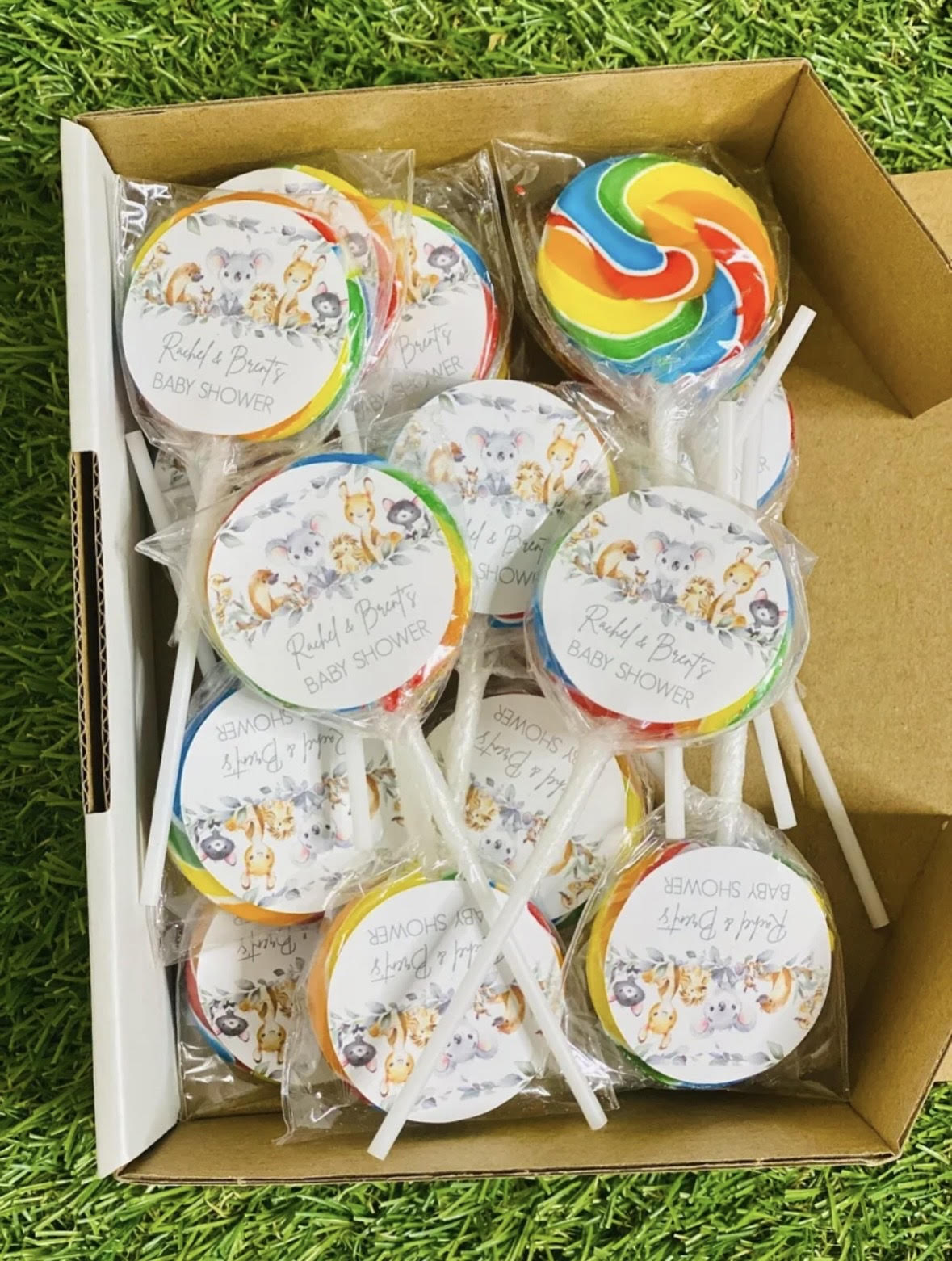 Baby Shower Australian Animals Personalised Lollipop 10 pack