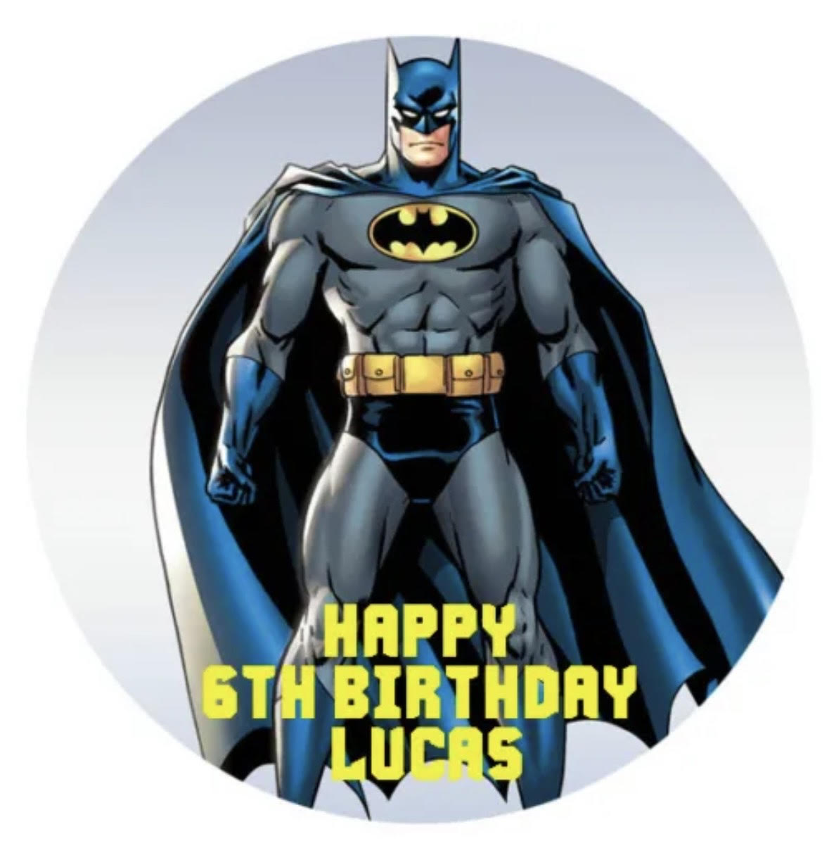 Batman Round Cake Edible Icing Image Topper 19cm