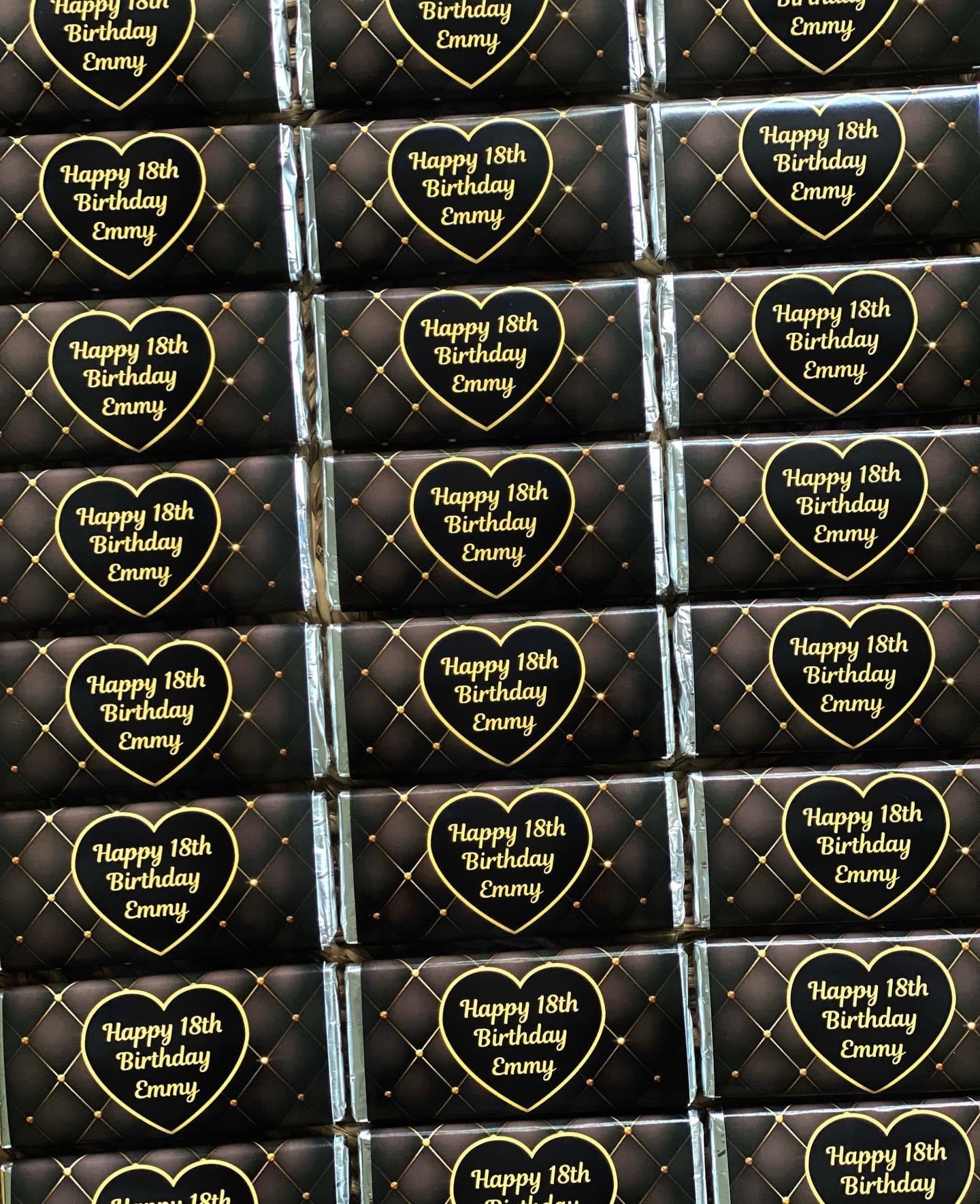 Black and Gold Personalised Chocolate Bar Party Favour x 4