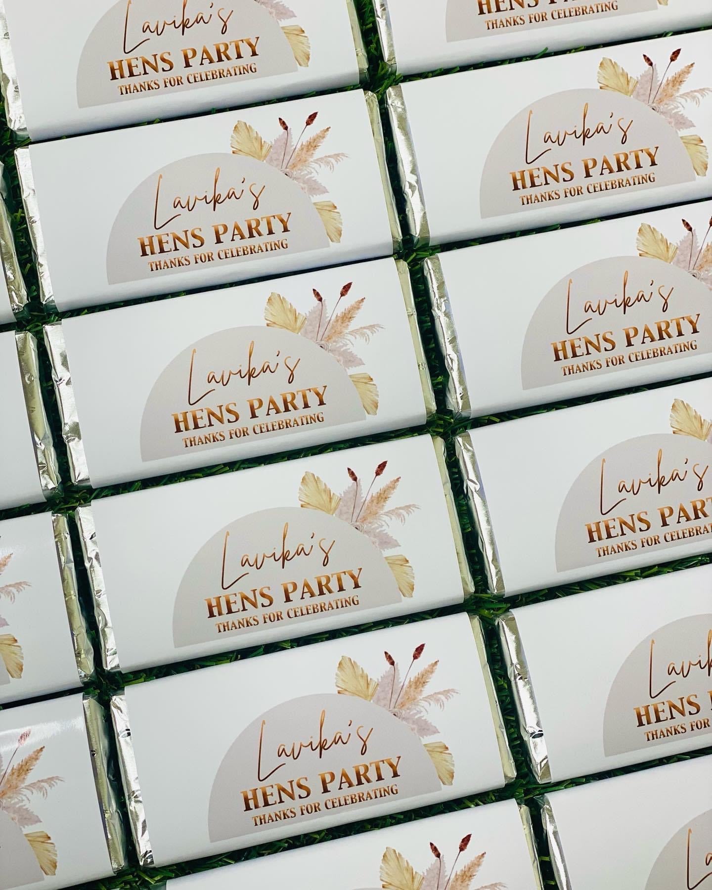 Boho Floral #1 Personalised Chocolate Bar Party Favour x 4