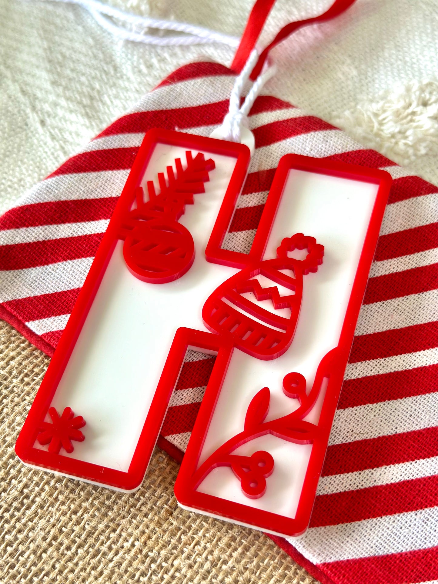 Christmas Monogram Letter Stocking Tag Decoration