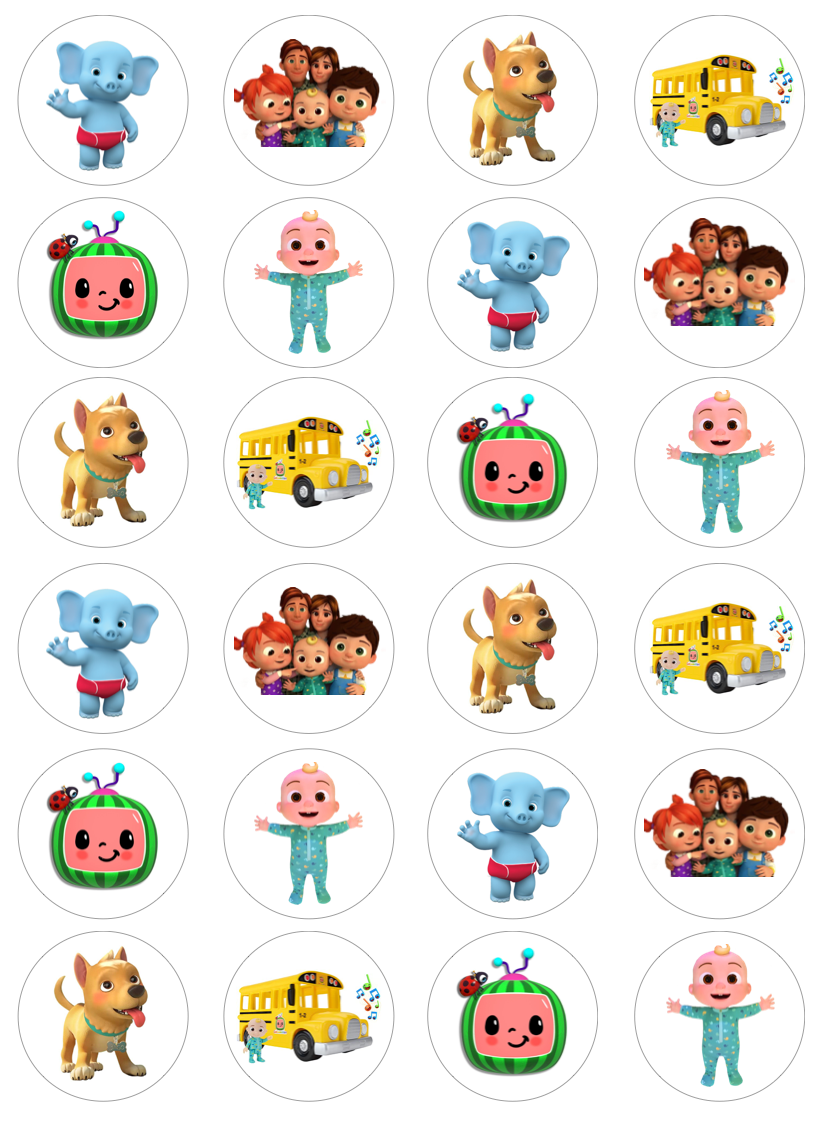 Cocomelon Cupcake Edible Icing Image Toppers