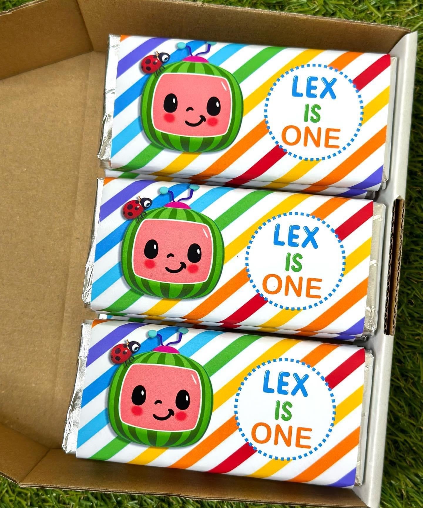 Cocomelon Personalised Chocolate Bar Party Favour x 4