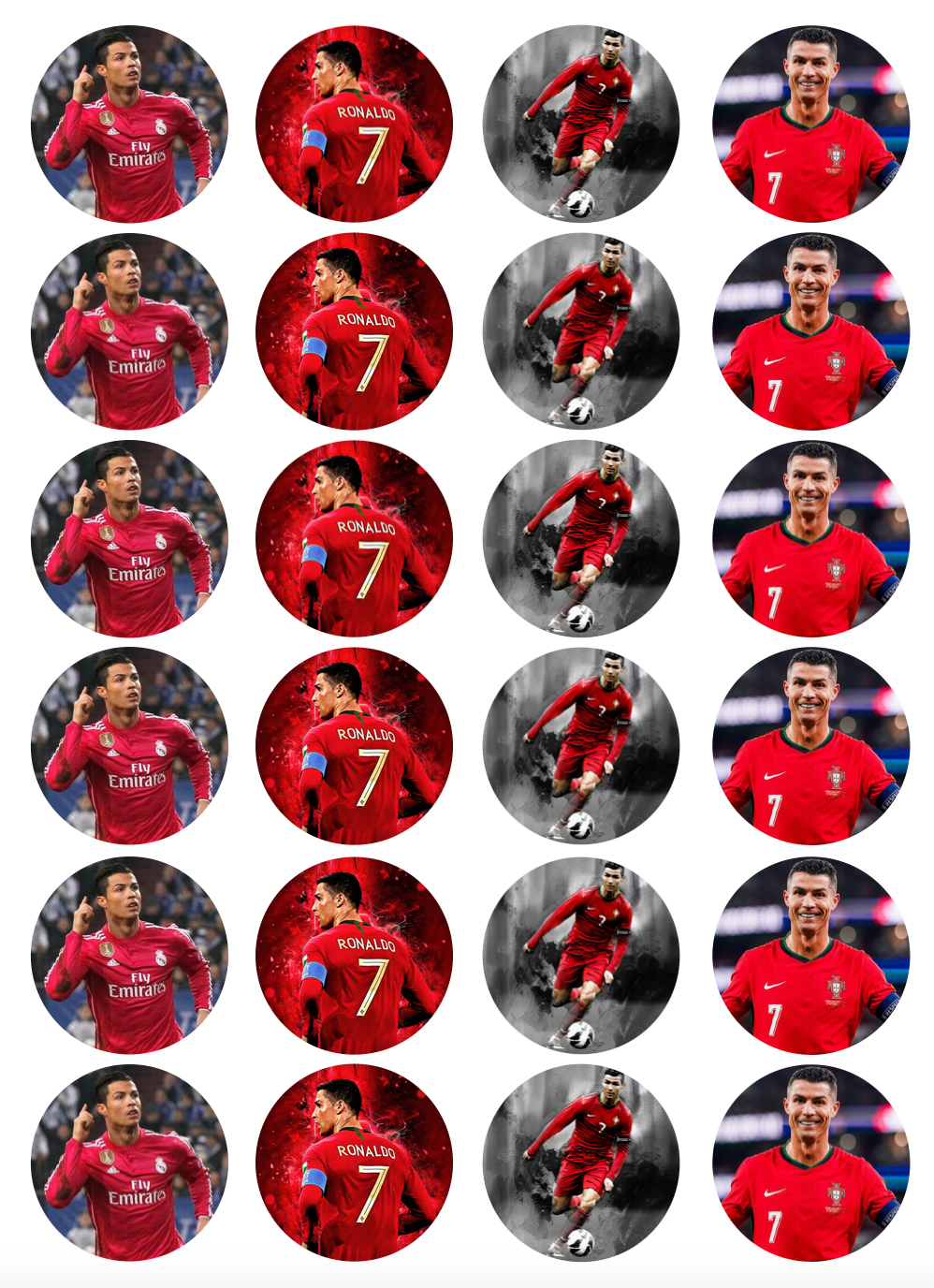Cristiano Ronaldo Soccer Cupcake Edible Icing Image Toppers