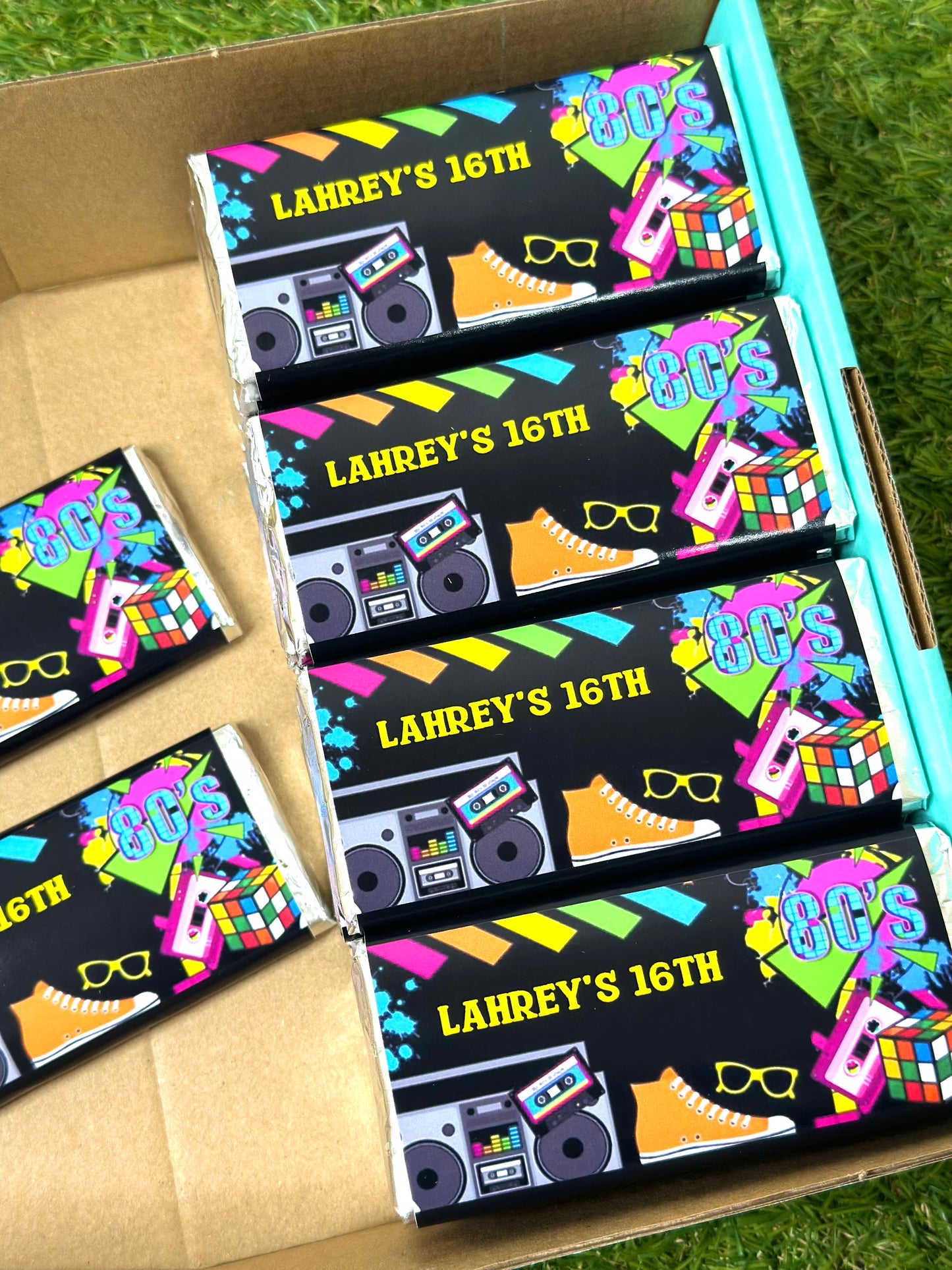 Disco 80's Personalised Chocolate Bar Party Favour x 4
