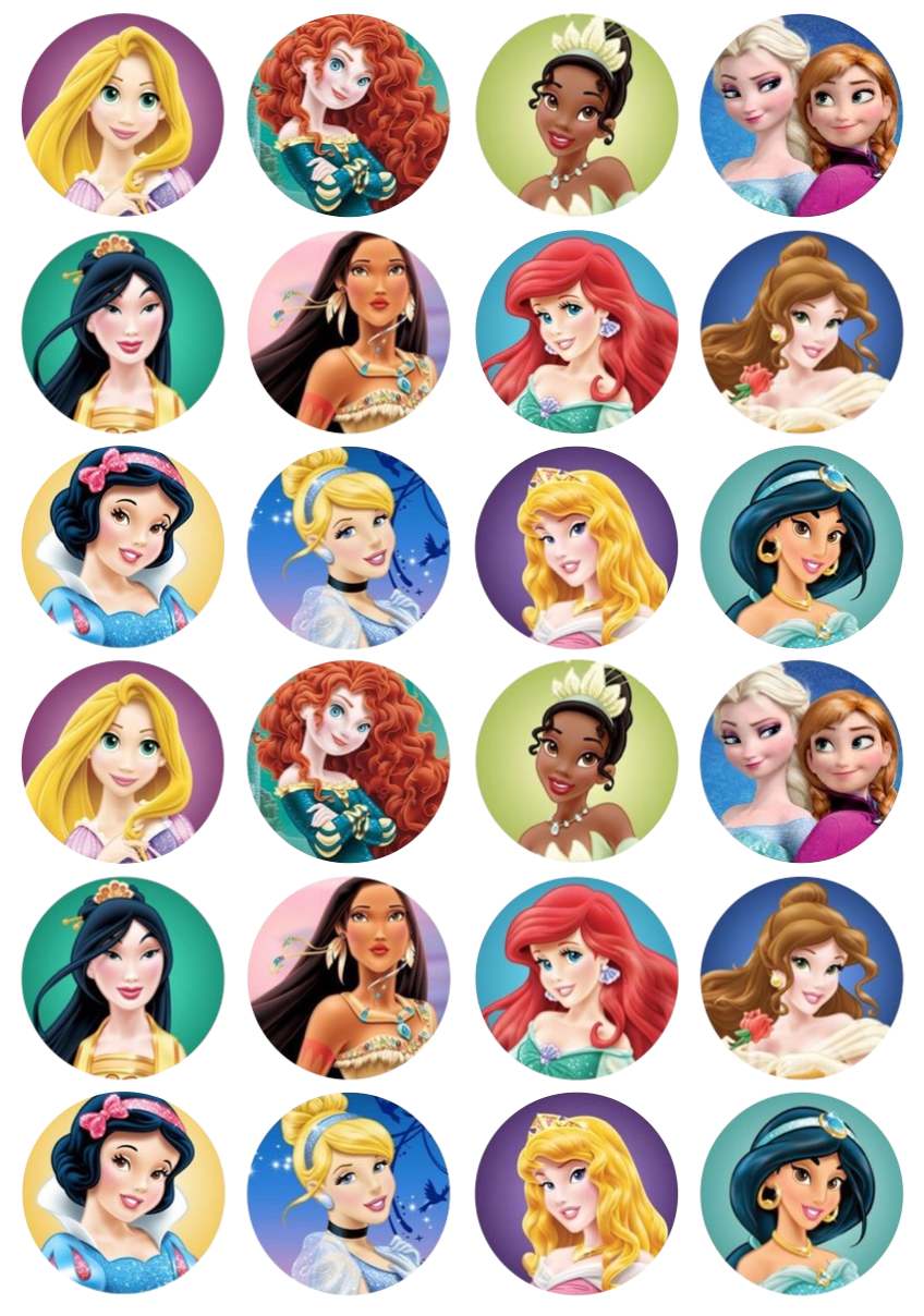 Disney Princess #1 Cupcake Edible Icing Image Toppers