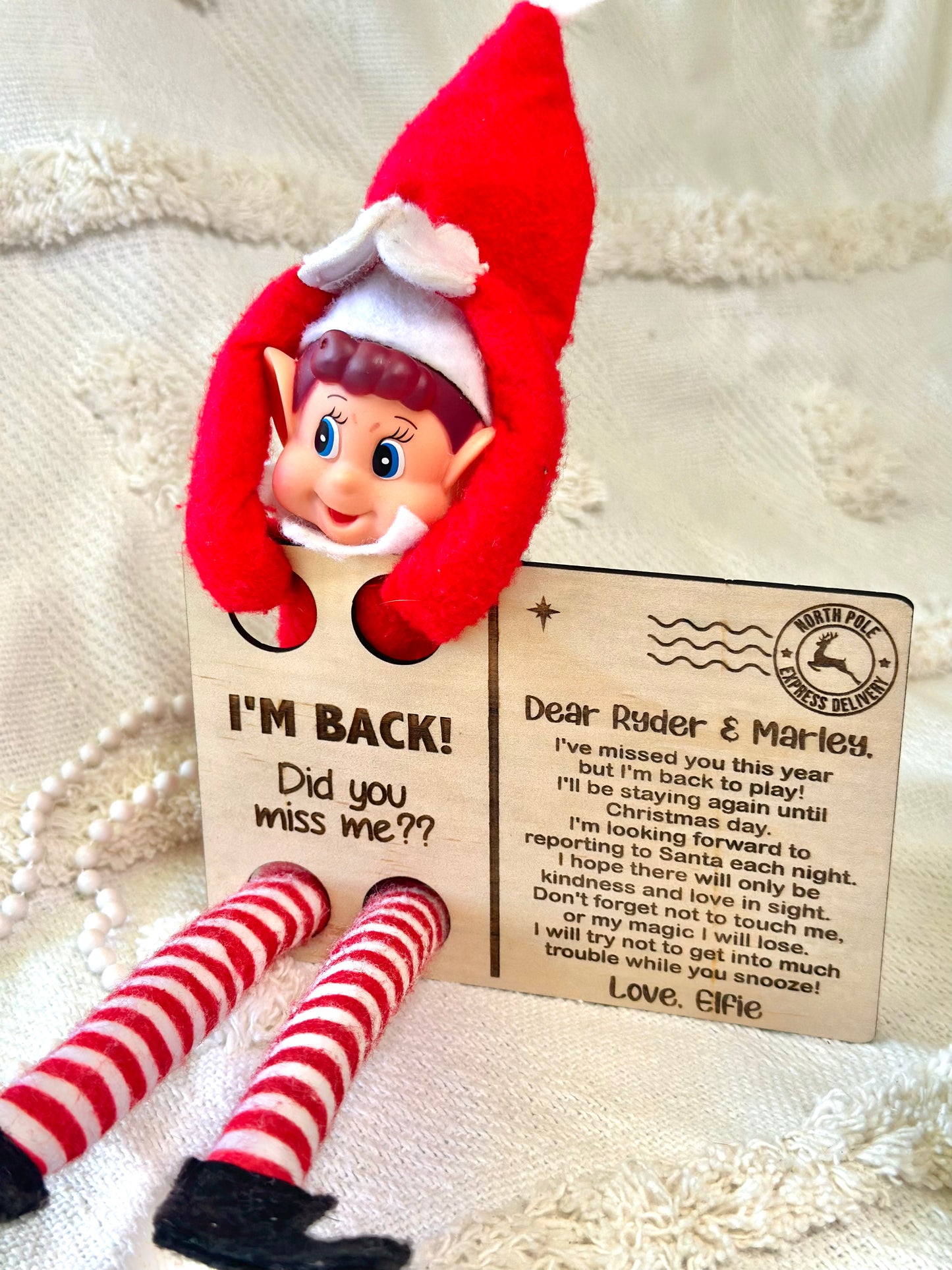 Elf Welcome Back Post Card Prop