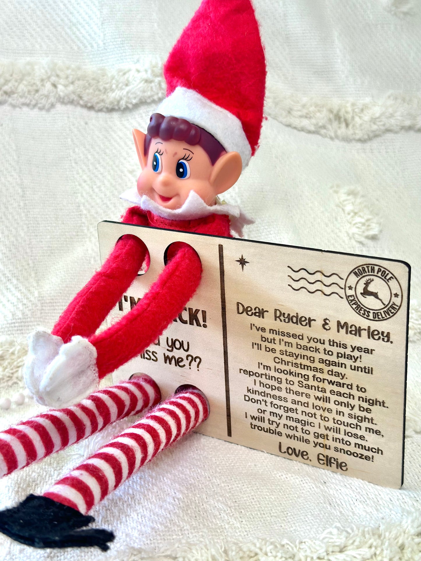 Elf Welcome Back Post Card Prop