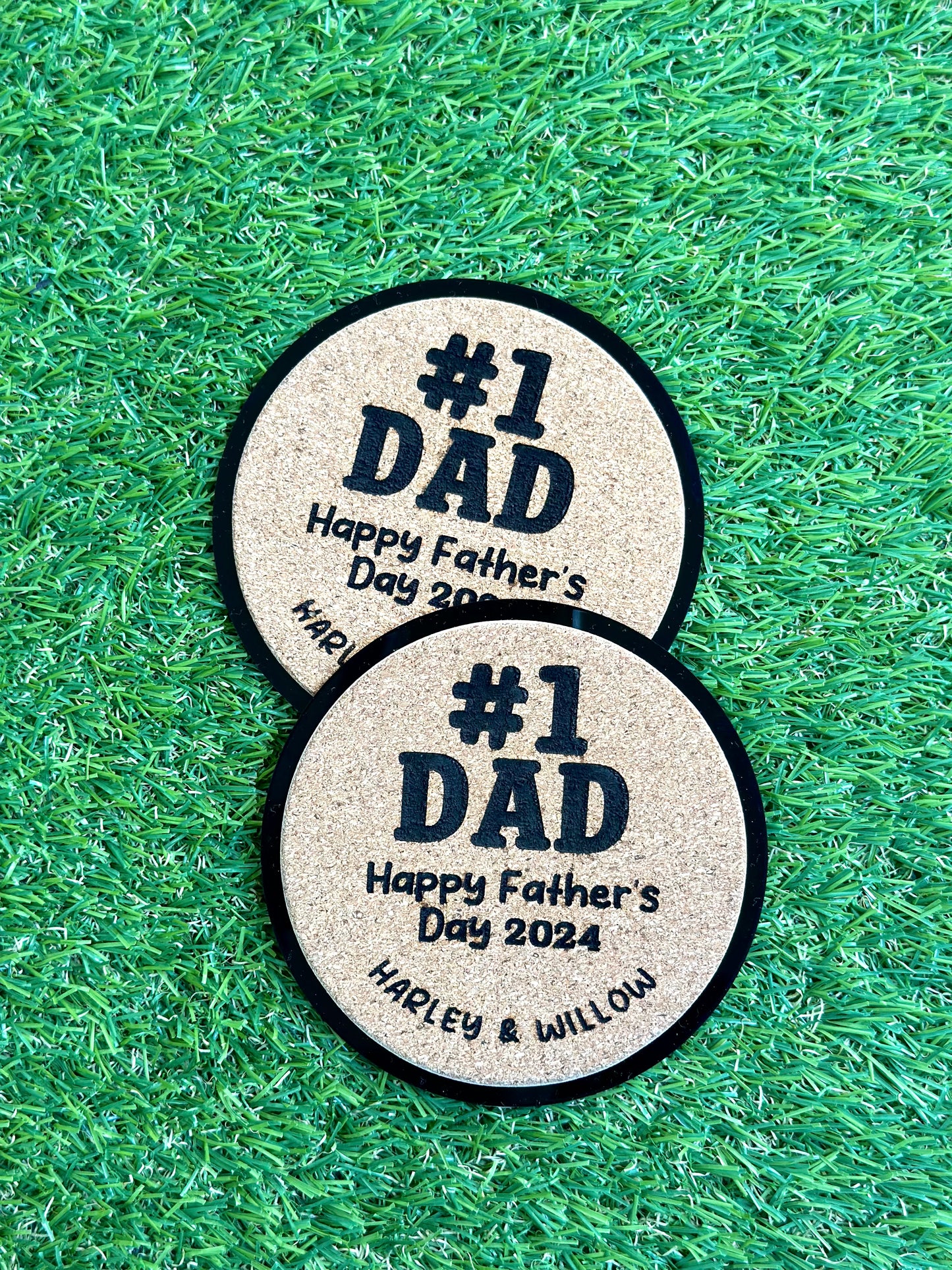 Father's Day 2pk #1 Dad Personalised Drink Coasters