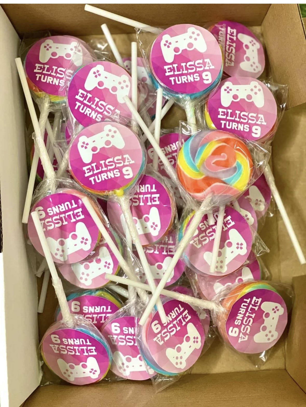 Girl Gamer Pink Personalised Birthday Lollipop 10 pack