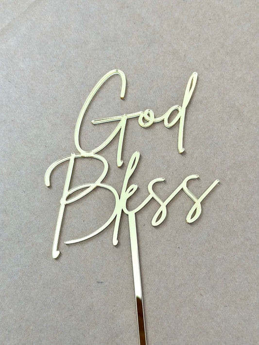 God Bless Custom Acrylic Cake Topper
