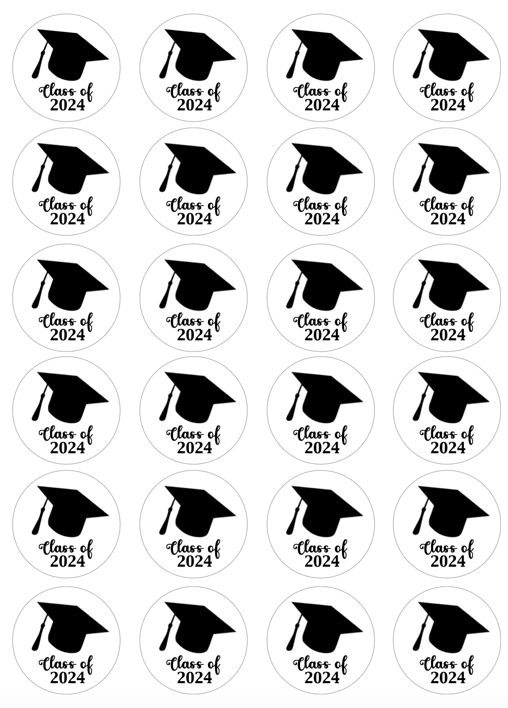 Graduation Class of 2024 Cupcake Edible Icing Image Toppers