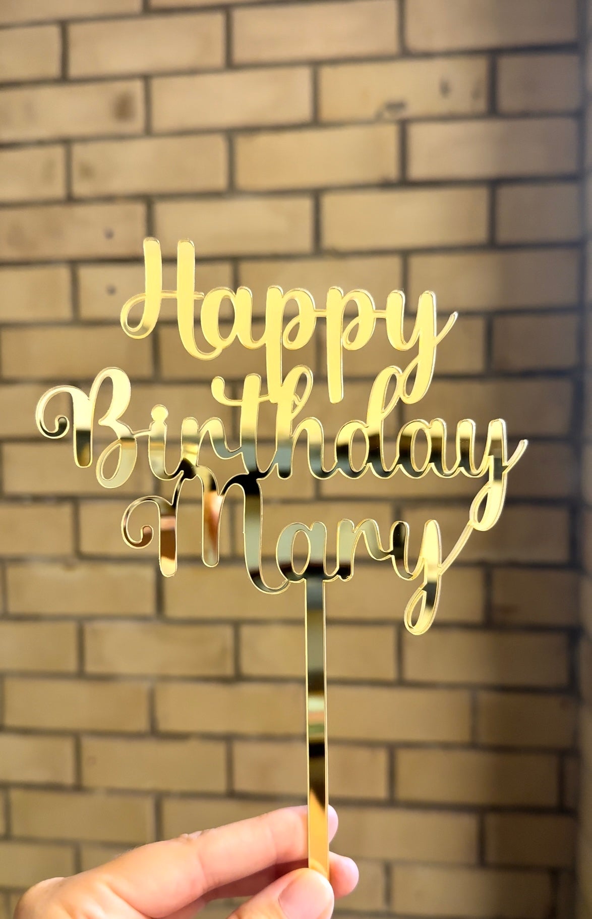 Happy Birthday Name 2 Custom Acrylic Cake Topper