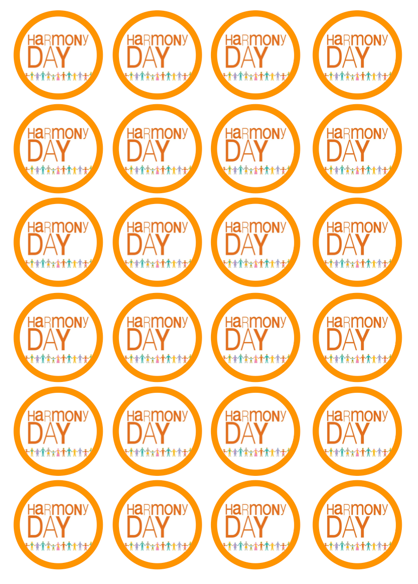 Harmony Day Cupcake Edible Icing Image Toppers