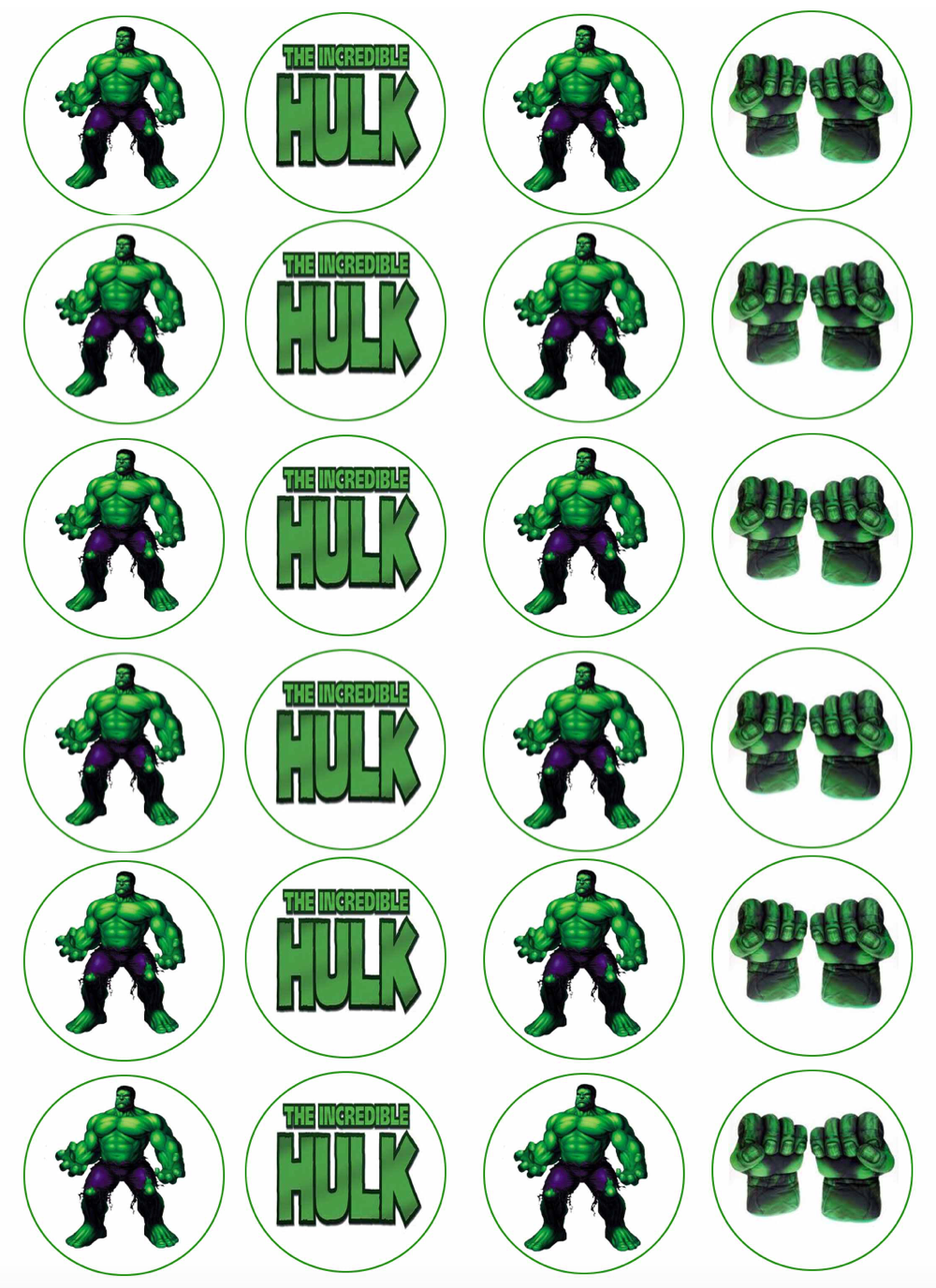 Hulk #1 Cupcake Edible Icing Image Toppers