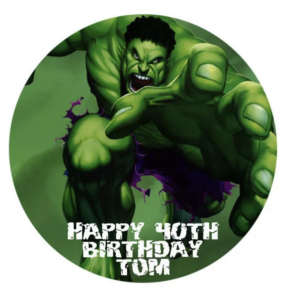 Hulk Round Cake Edible Icing Image Topper 19cm