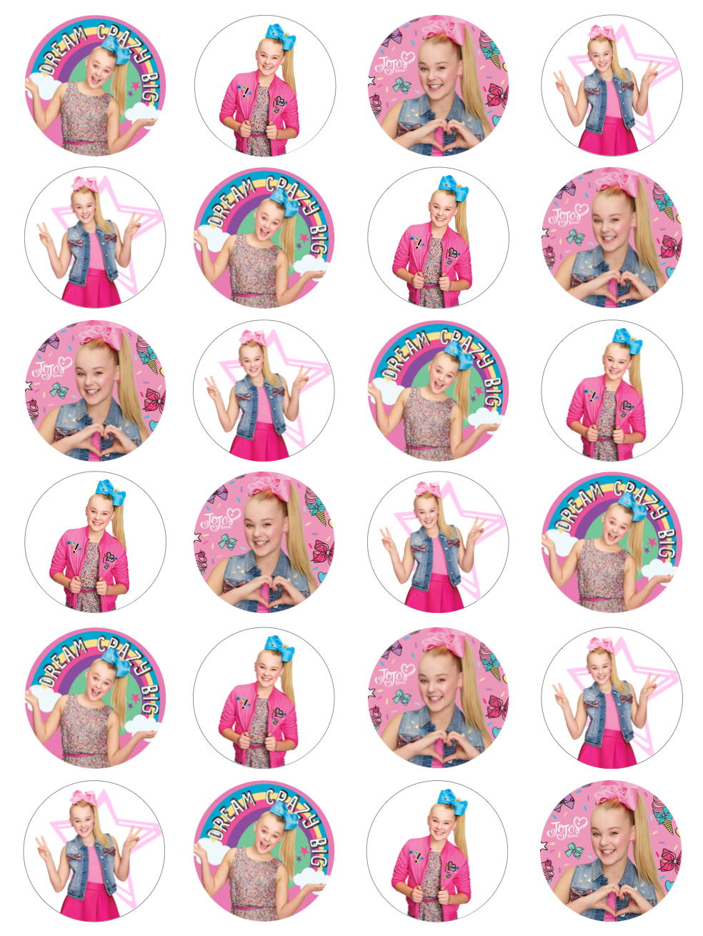 Jojo Siwa Cupcake Edible Icing Image Toppers