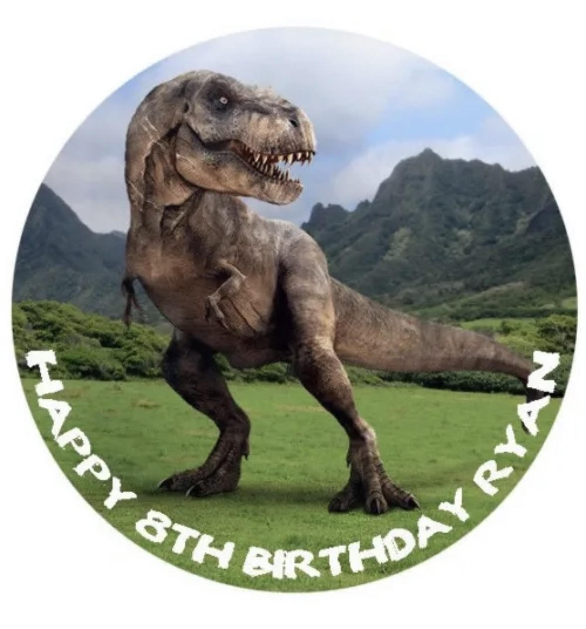 Jurassic Park Dinosaur Round Cake Edible Icing Image Topper 19cm