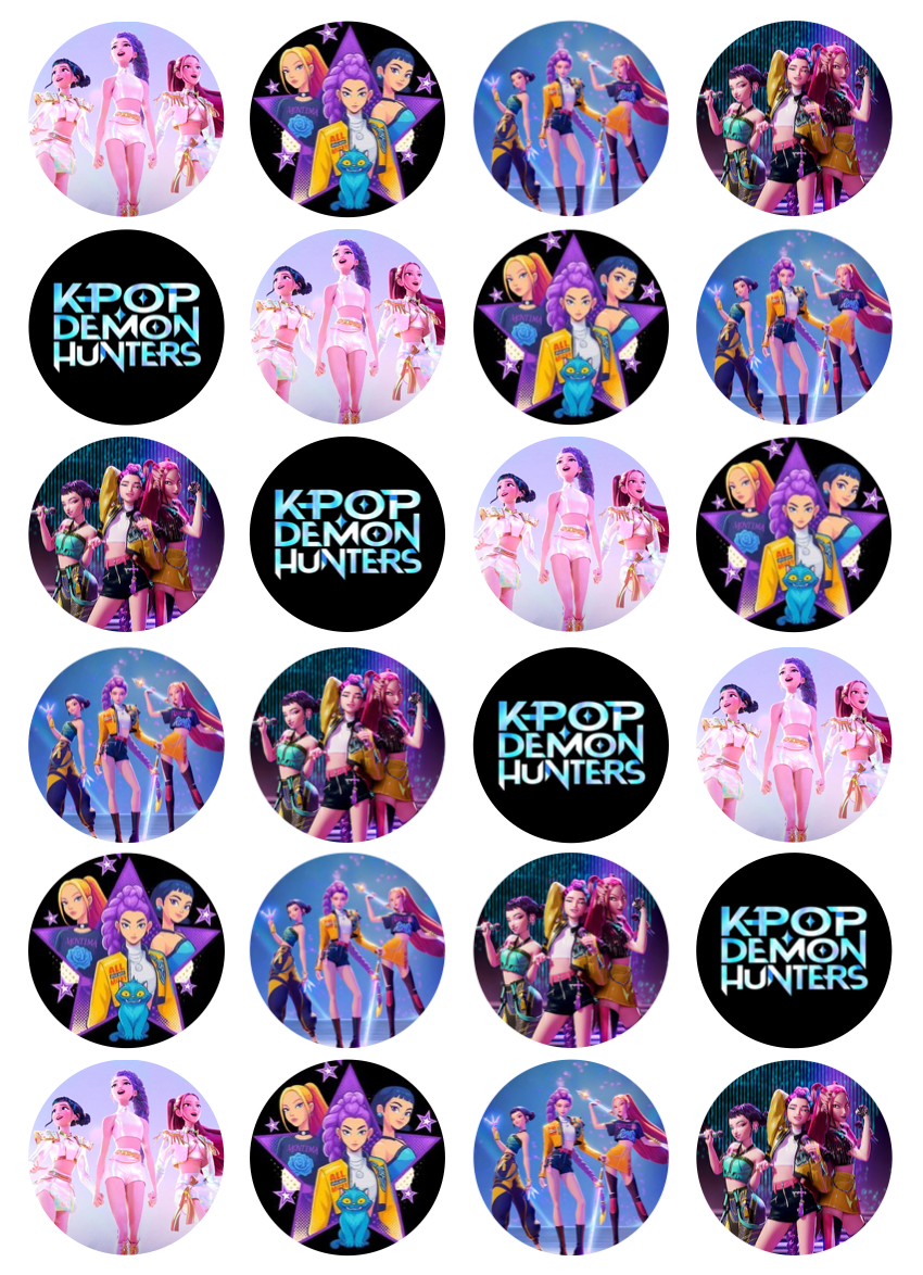 Kpop Demon Hunters Cupcake Edible Icing Image Toppers