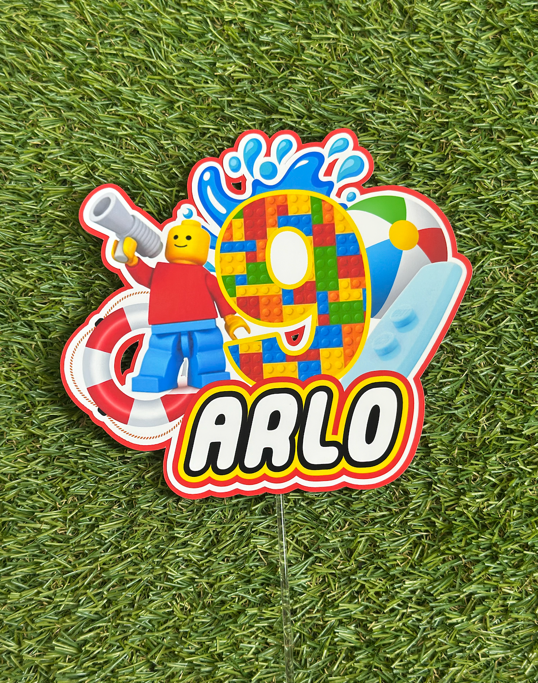 Lego City Beach Party Personalised Cake Topper