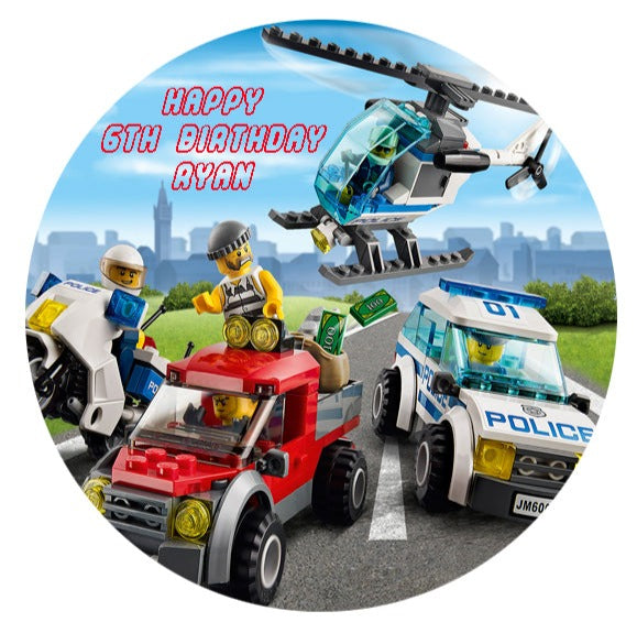 Lego City Round Cake Edible Icing Image Topper 19cm
