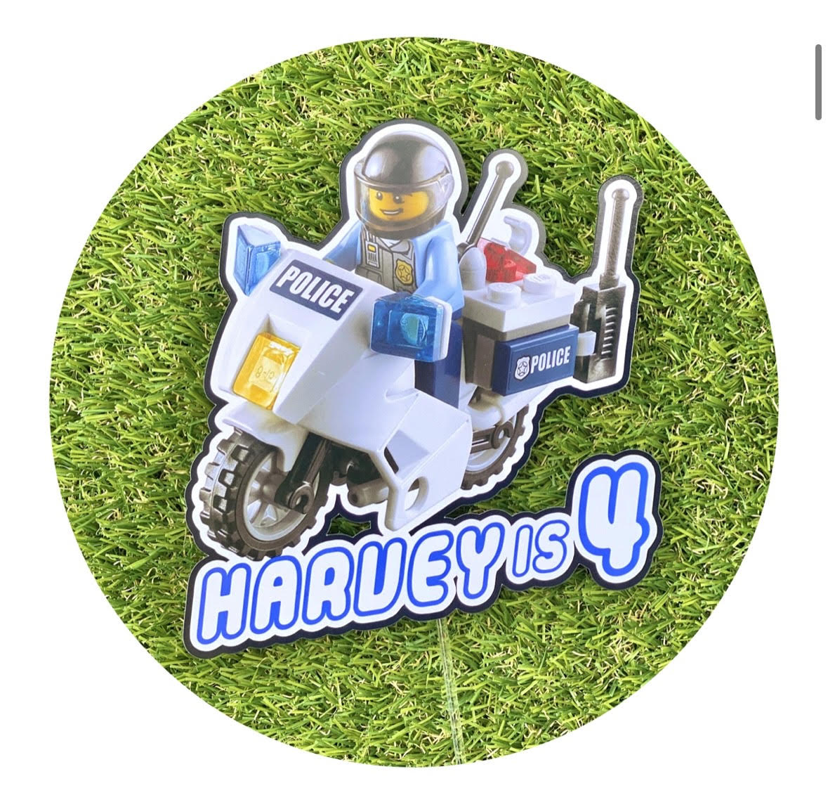 Lego Police Motorbike Personalised Cake Topper