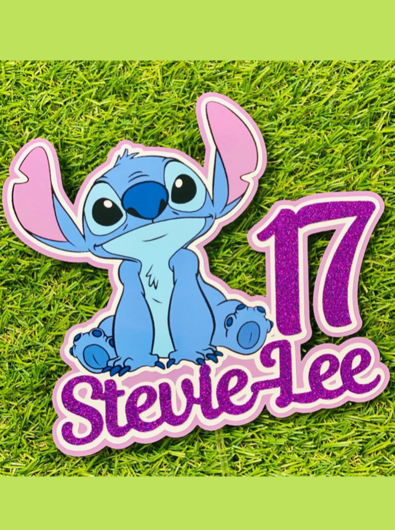 Lilo and Stitch Personalised Glitter Cake Topper