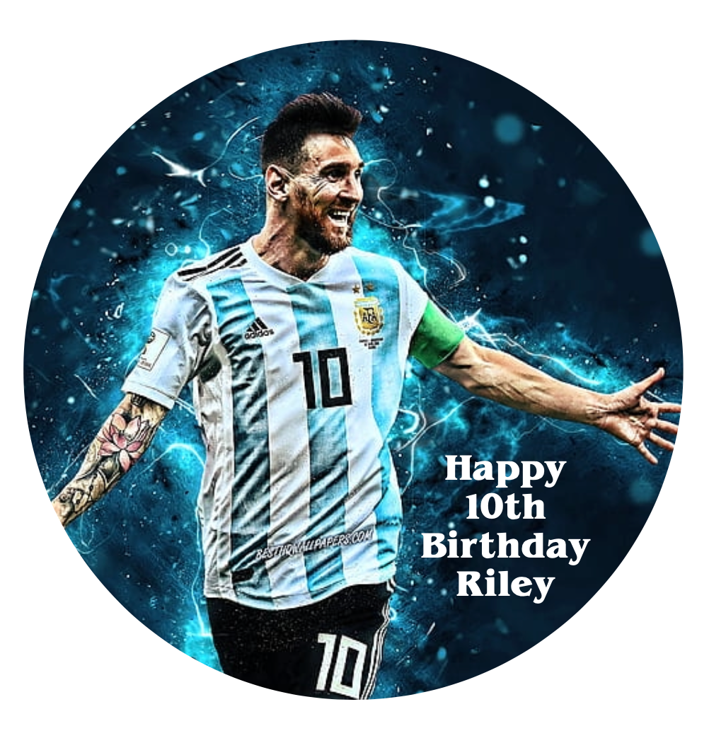 Lionel Messi Soccer Round Cake Edible Icing Image Topper 19cm