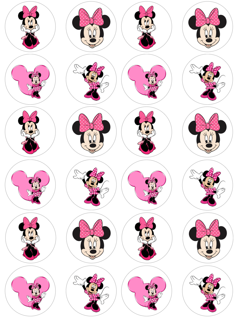 Minnie Mouse Cupcake Edible Icing Image Toppers