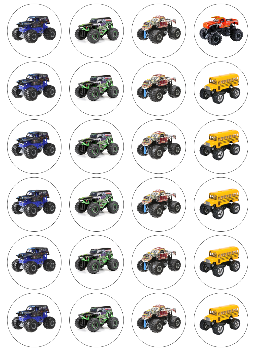 Monster Jam Cupcake Edible Icing Image Toppers