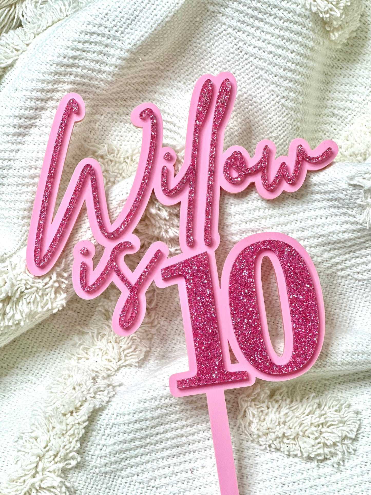 Name is Age Double Layer Custom Acrylic Cake Topper