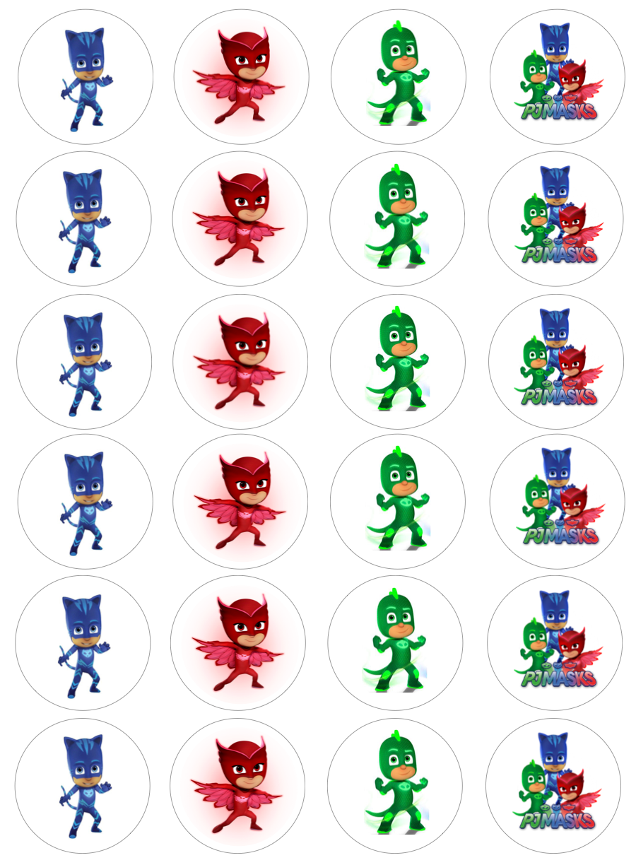 PJ Masks #2 Cupcake Edible Icing Image Toppers