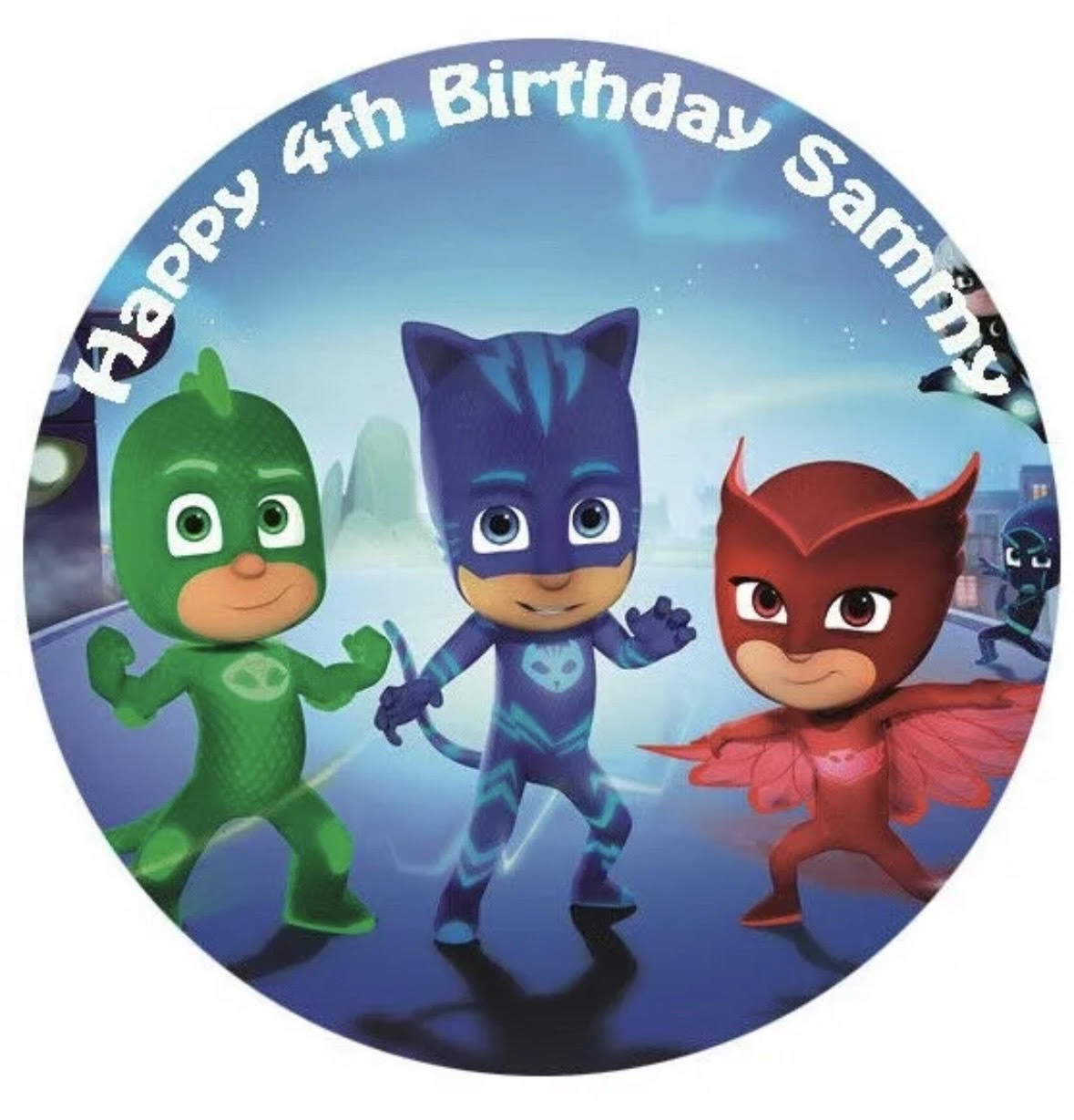 PJ Masks Round Cake Edible Icing Image Topper 19cm