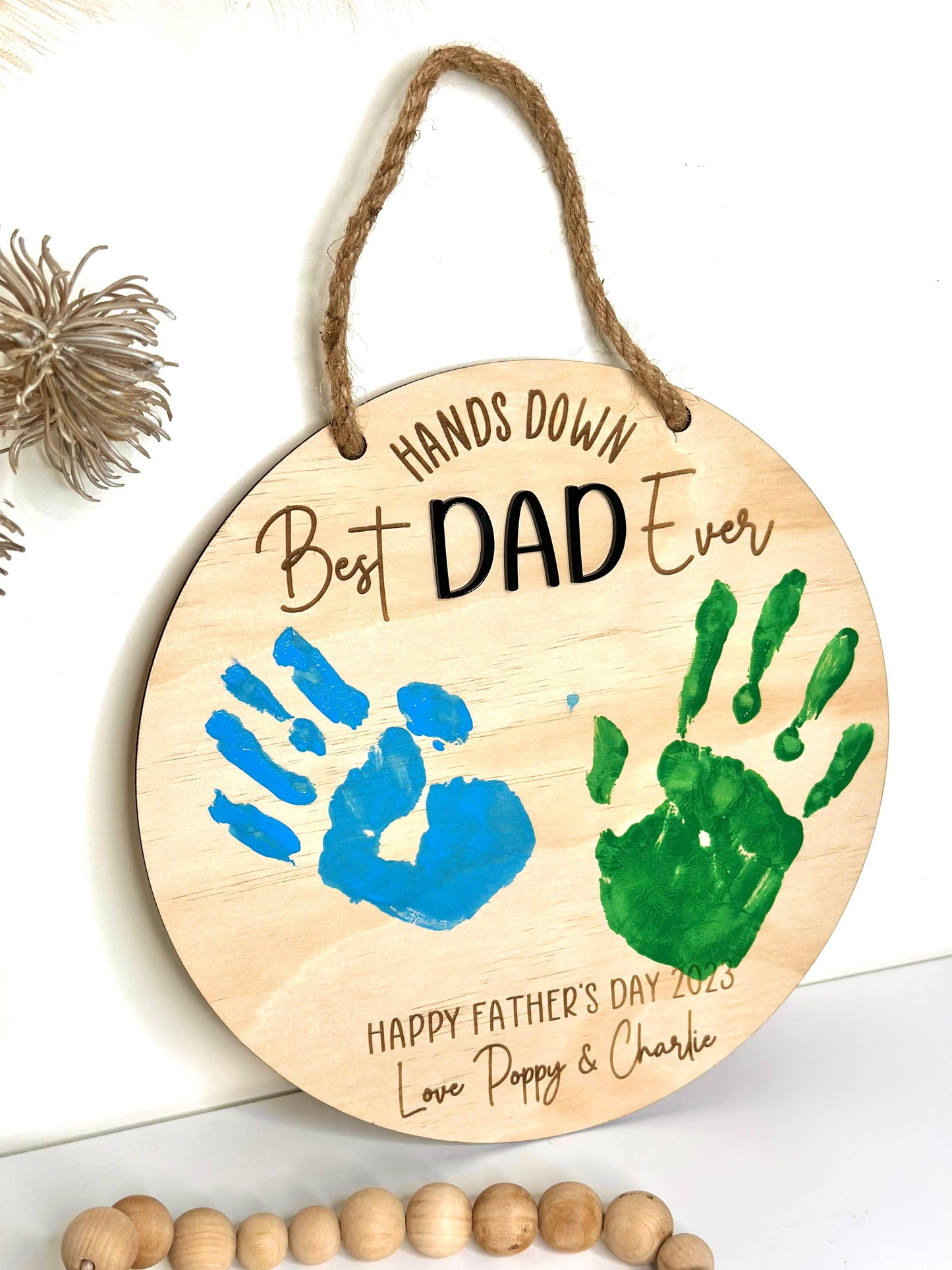 Personalised Hands Down Father's Day Plaque Gift