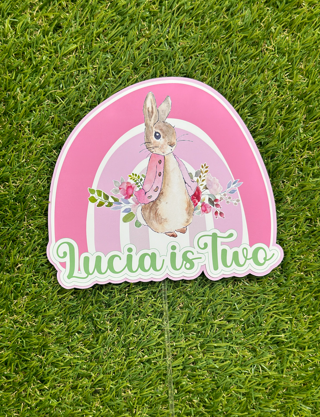 Peter Rabbit Pink Personalised Cake Topper