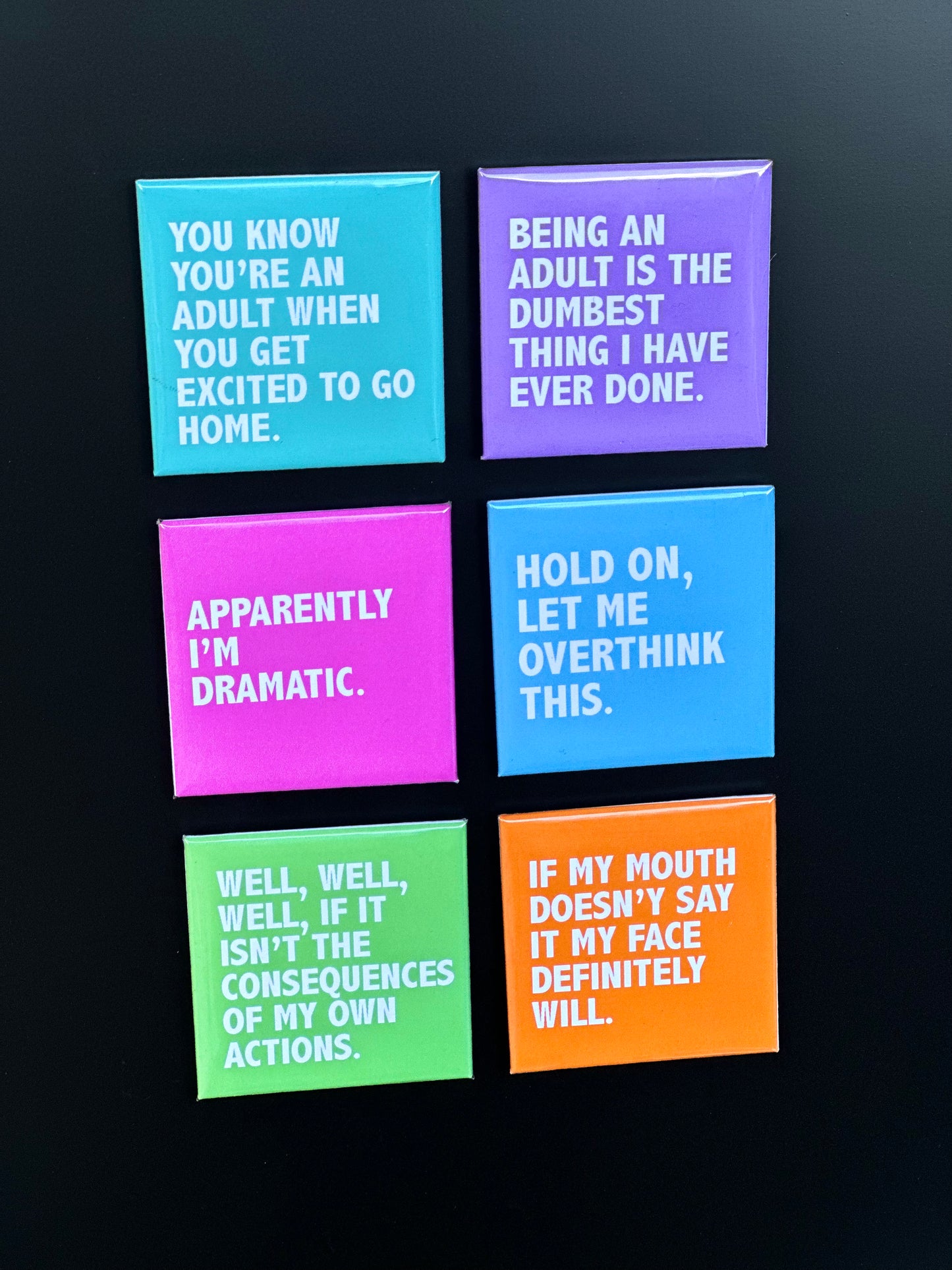 Photo Magnets - Set of 6 Adult Life Quotes