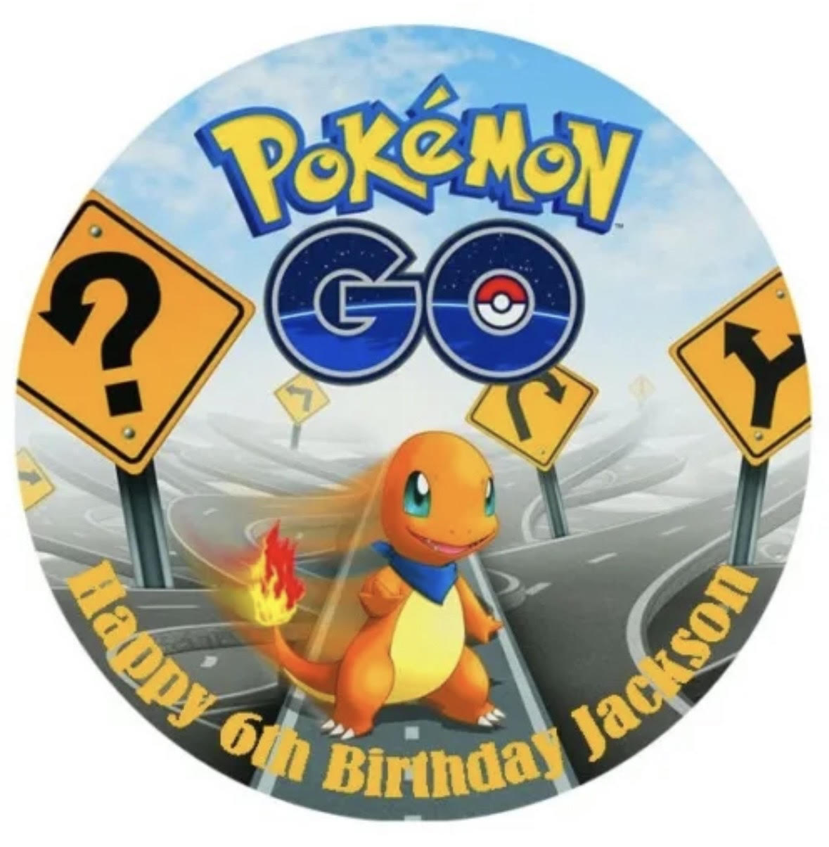 Pokemon Go Charmander Round Cake Edible Icing Image Topper 19cm