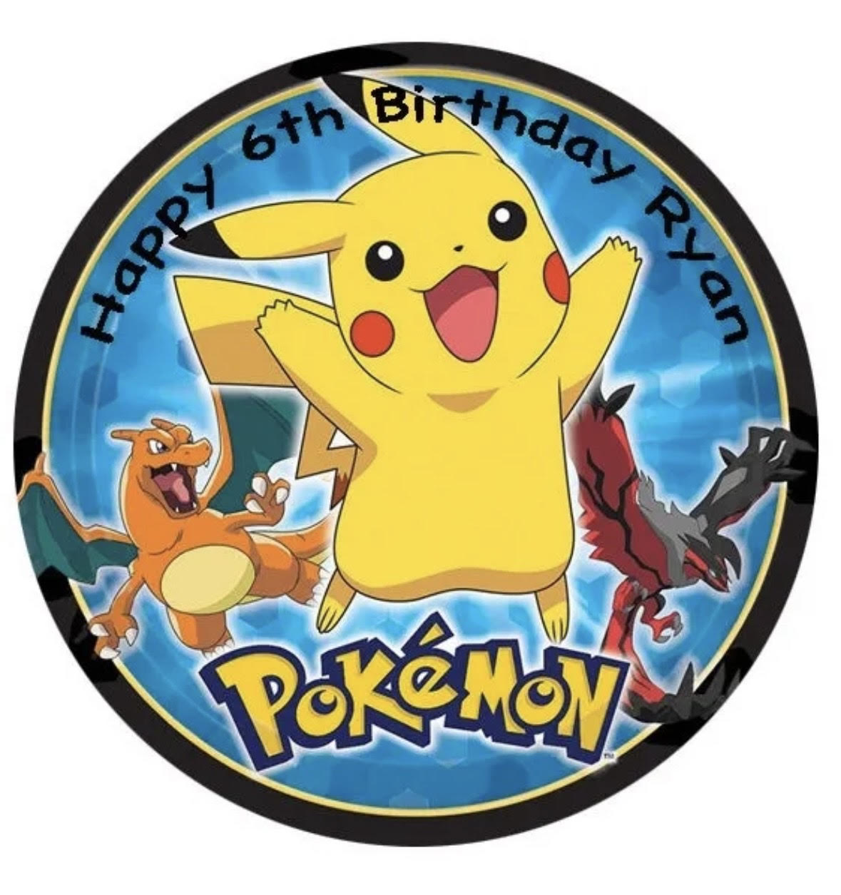 Pokemon Pikachu Round Cake Edible Icing Image Topper 19cm
