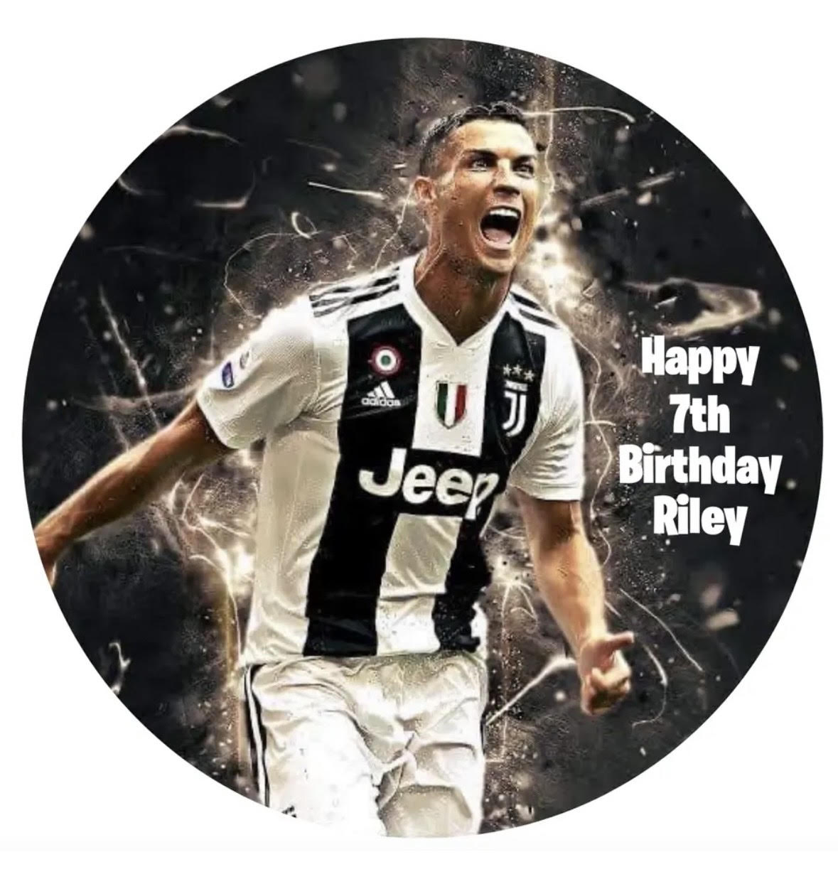 Ronaldo Soccer Round Cake Edible Icing Image Topper 19cm