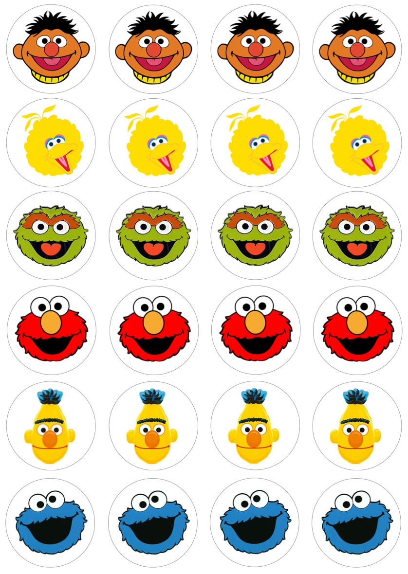 Sesame Street Cupcake Edible Icing Image Toppers