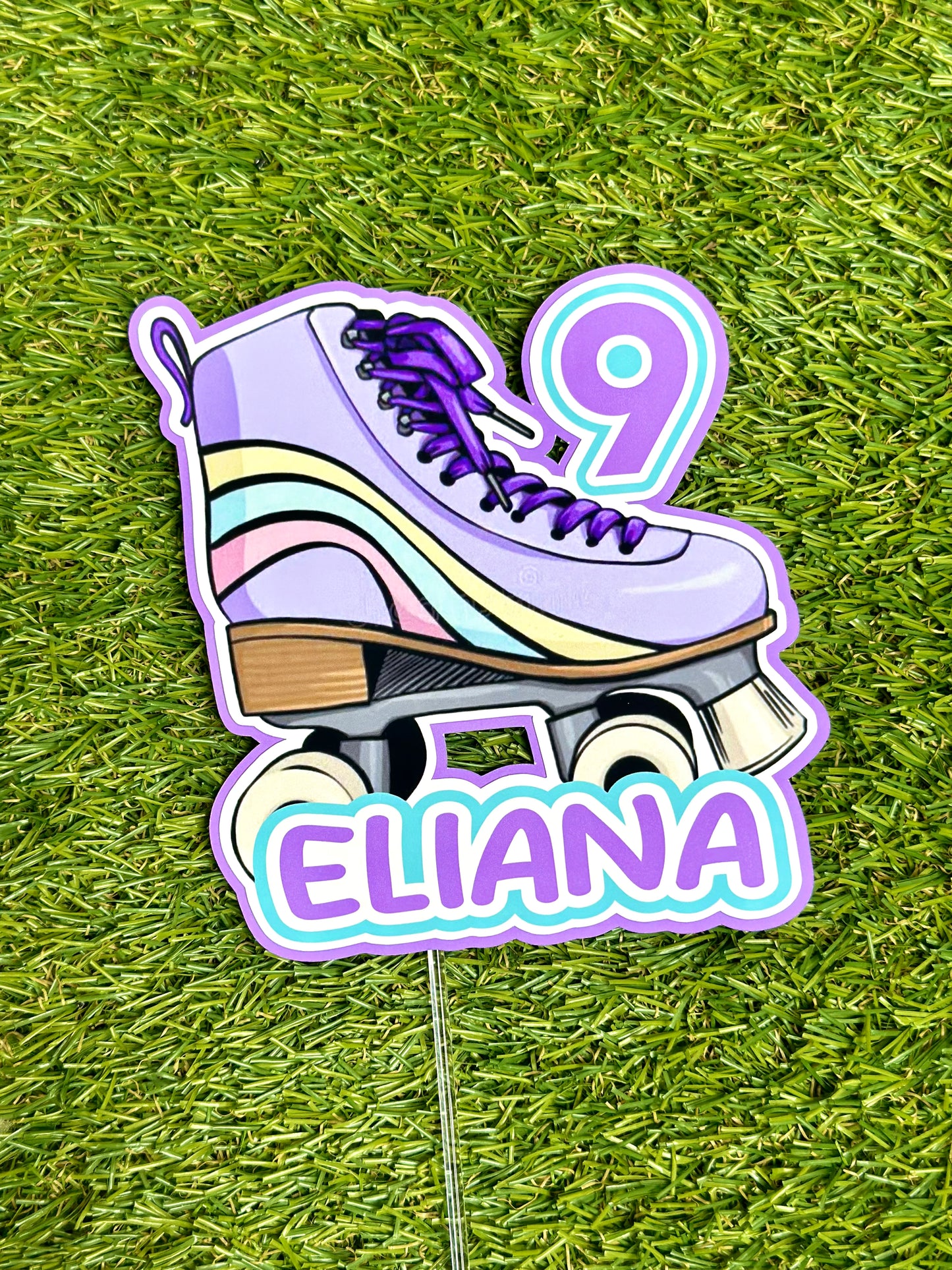 Skater Roller Skates Personalised Cake Topper