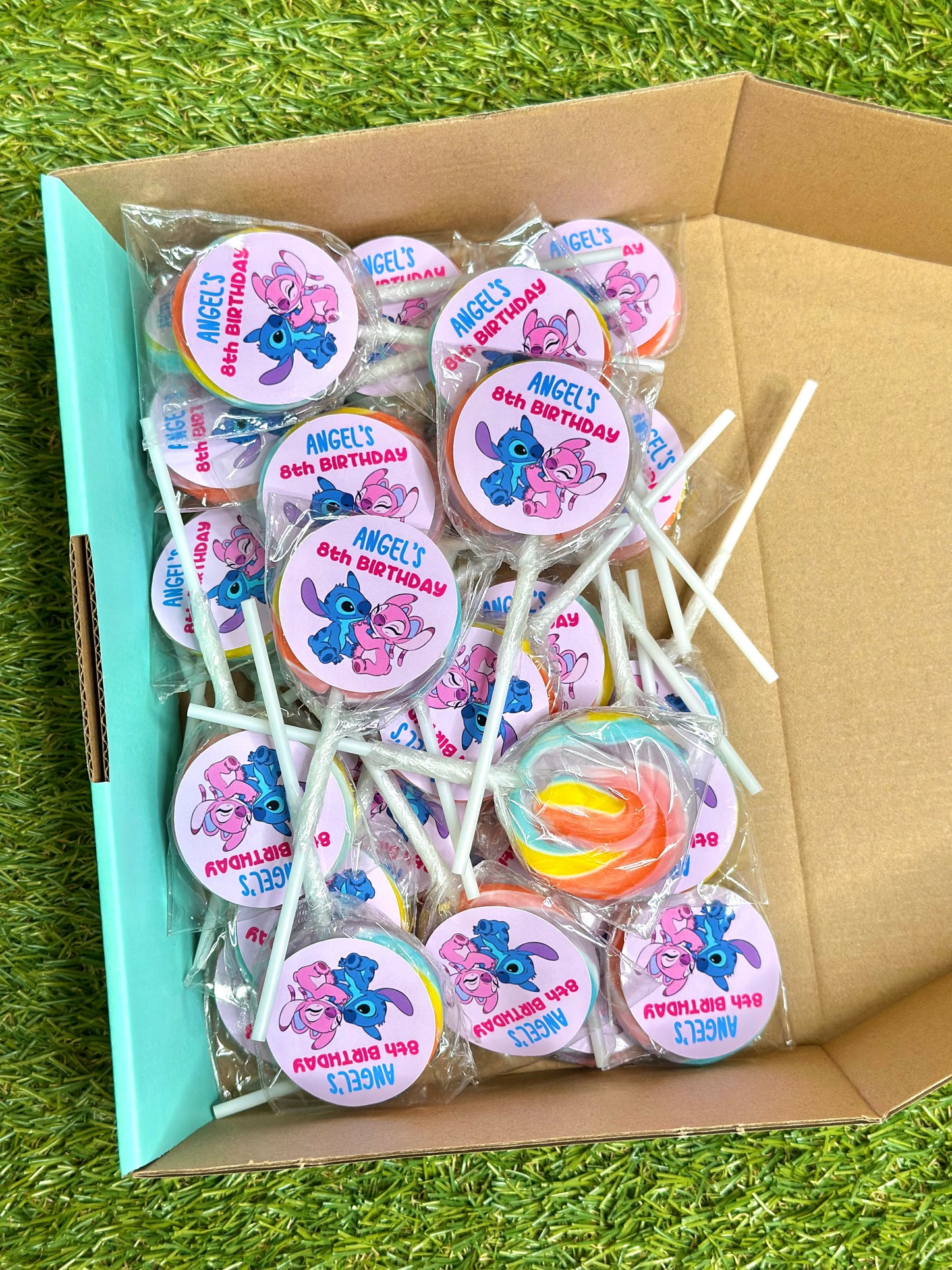 Stitch and Angel Personalised Birthday Lollipop 10 pack