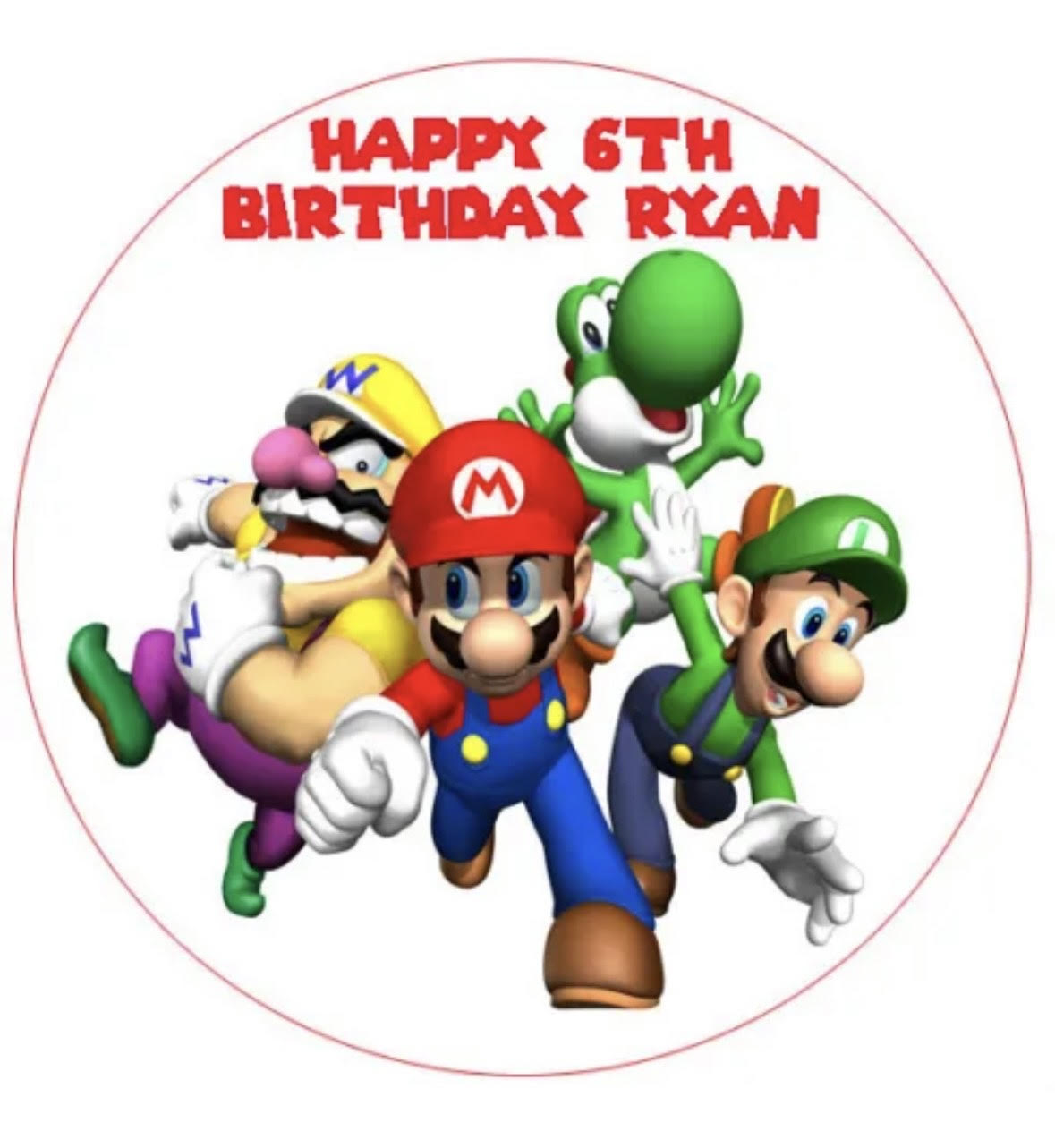 Super Mario Round Cake Edible Icing Image Topper 19cm