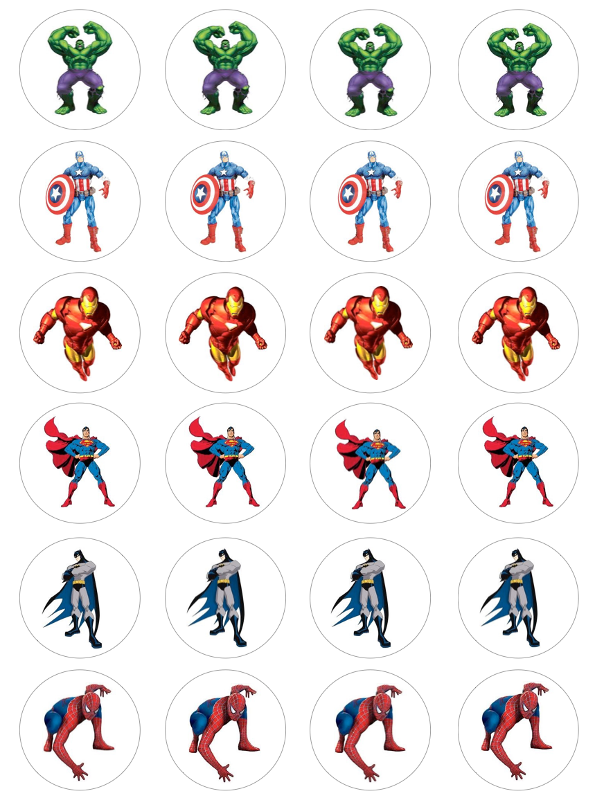 Superhero #1 Cupcake Edible Icing Image Toppers
