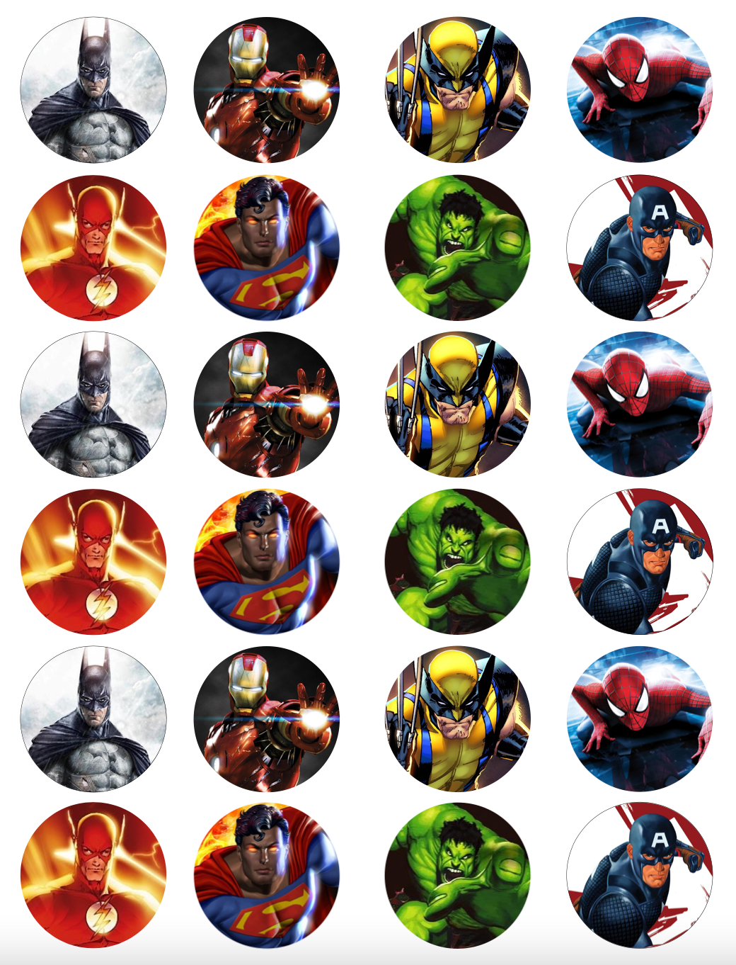 Superhero #2 Cupcake Edible Icing Image Toppers