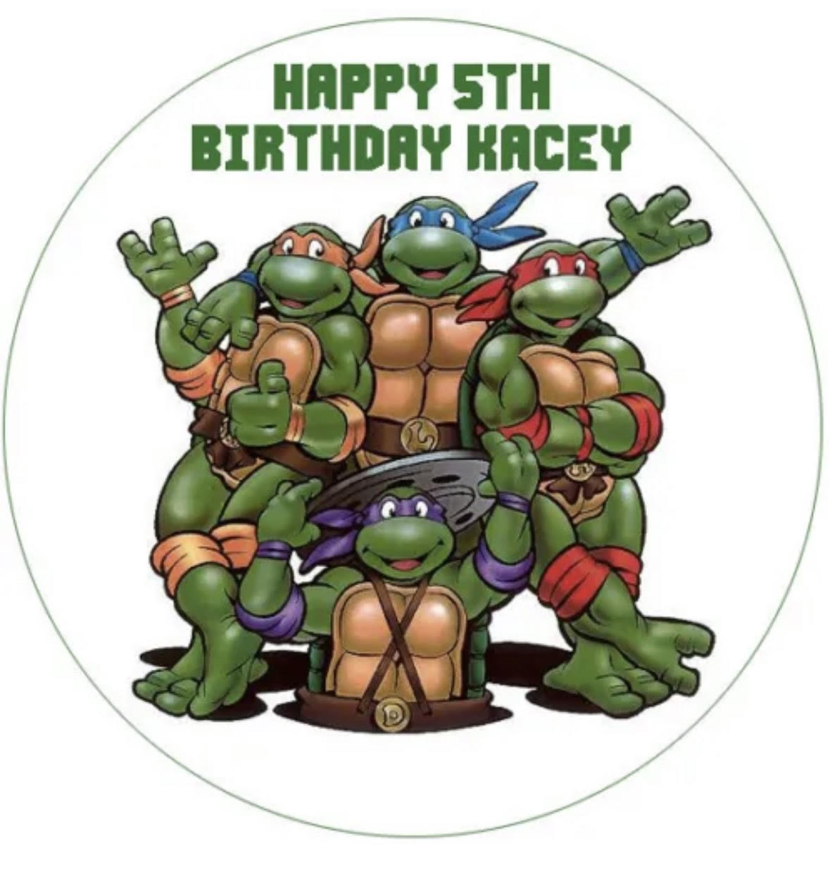 TMNT Teenage Mutant Ninja Turtles Round Cake Edible Icing Image Topper 19cm