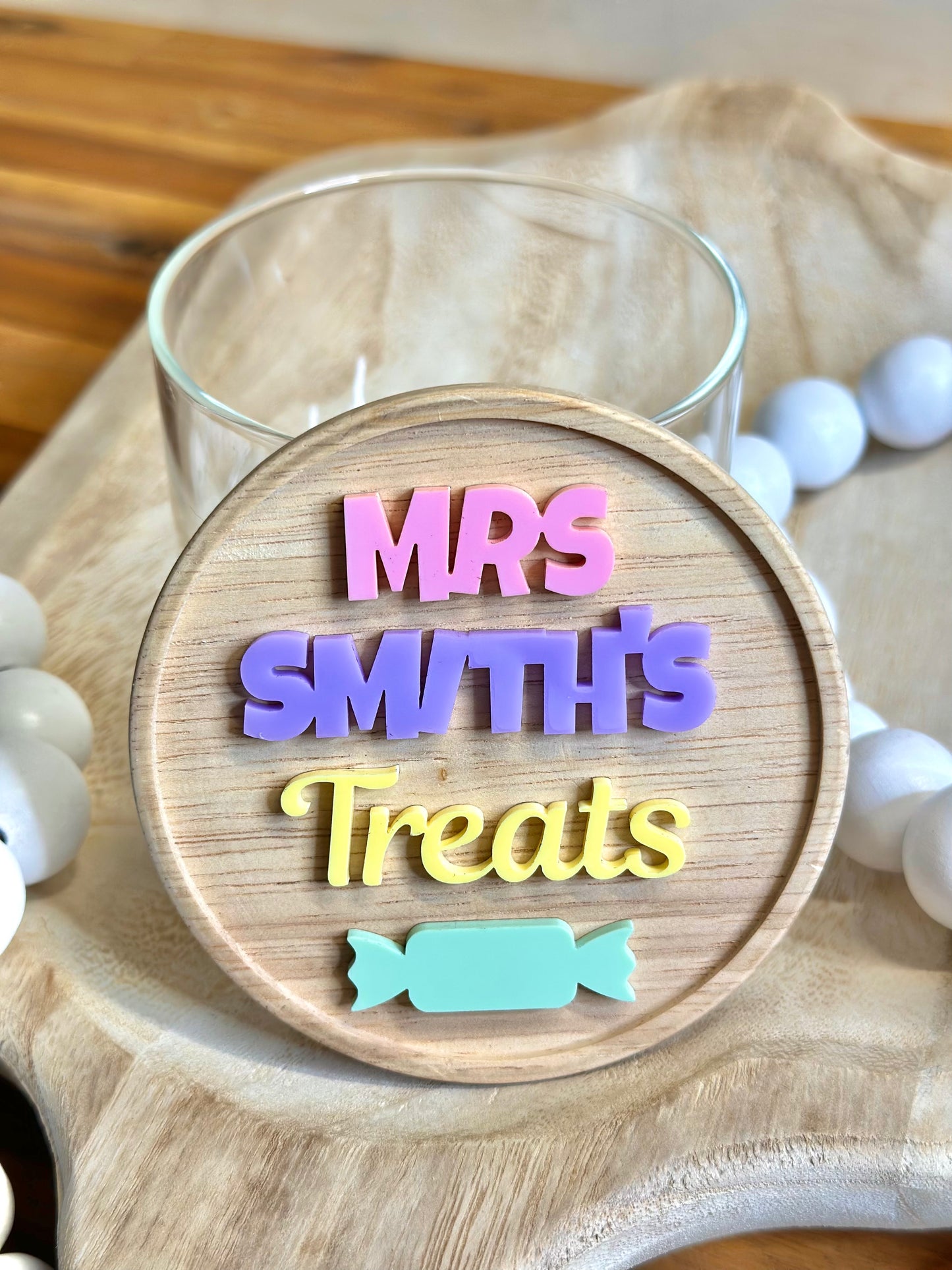 Teacher Personalised Candy Treat Jar Pastel