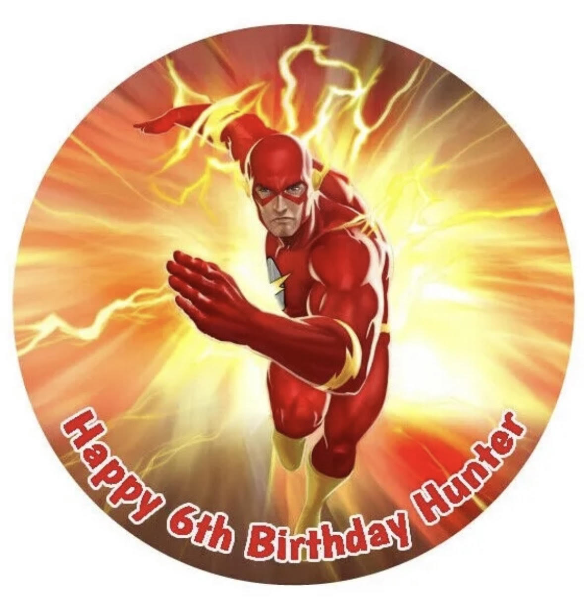 The Flash Superhero Round Cake Edible Icing Image Topper 19cm
